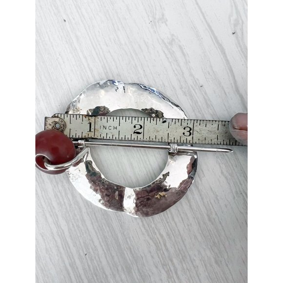 Solid Hammered Sterling Silver Hair Stick Pin Barrette With Tigers Eye or Brown